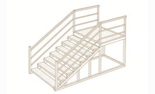 Изображение для товара Лестница металлическая (6 ступеней, решетчатая поверхность, с площадкой) вариант 1